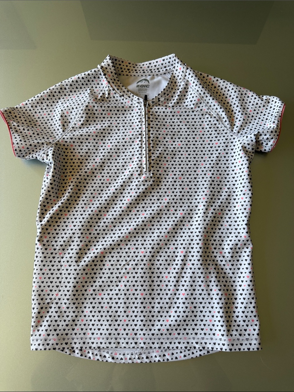 Zoic Girls' White Heart Print Short Sleeve Bike Jersey L 11/12